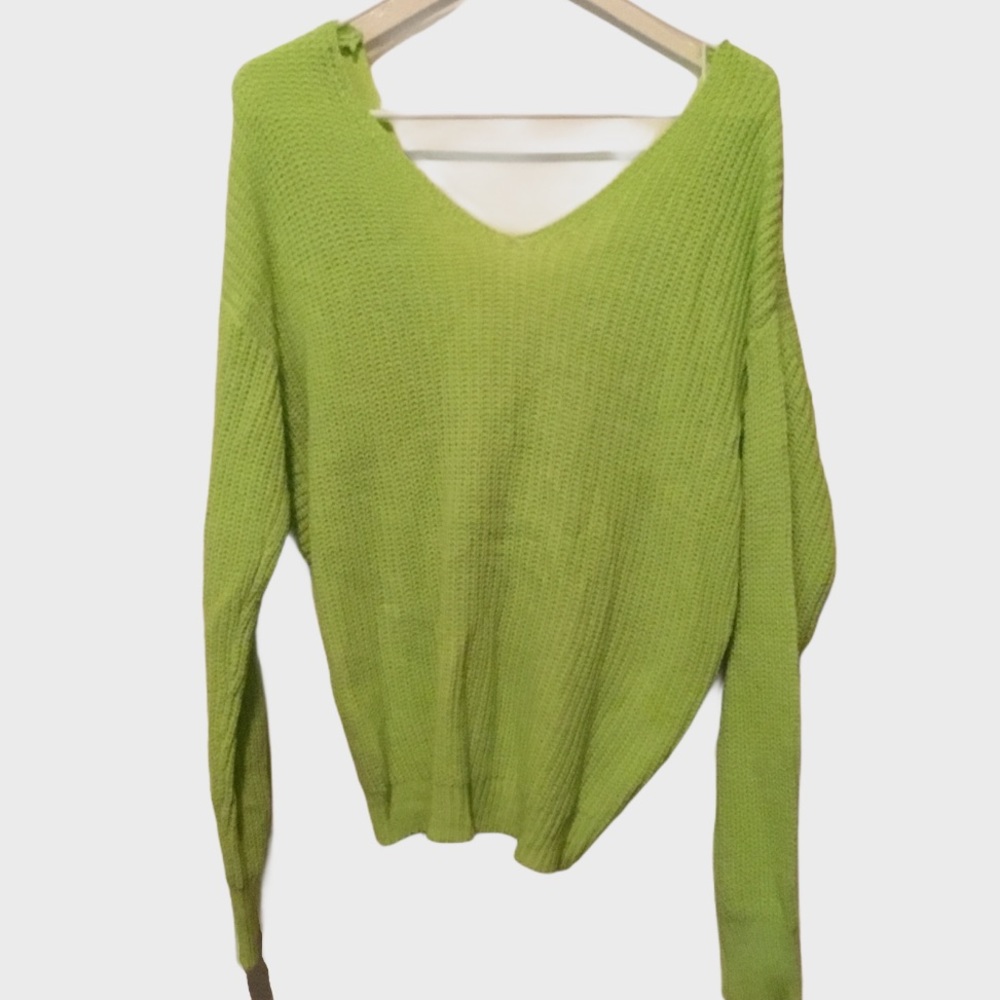 Rue21 Twist Back Reversible Green Sweater